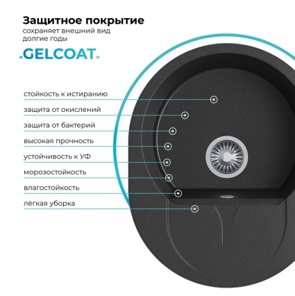 Мойка кухонная POLYGRAN ATOL 620 (черный №16)